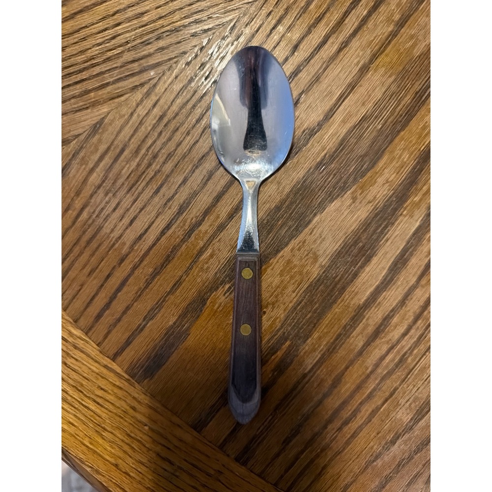 Washington Forge Stainless USA Wood Handle 2 Brass Rivet Teaspoon Flatware